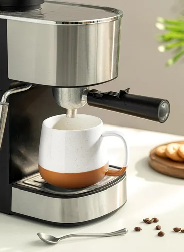 Miniatura 5 de Teocera Juego de 4 tazas de café de cerámica de 12 oz con asas grandes para bebidas calientes o frías como café con leche, cacao, té o jugo - Beige