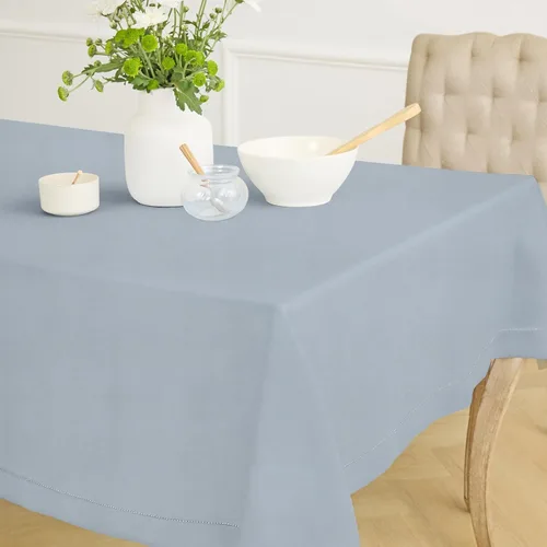 Miniatura 7 de Solino Home Mantel de lino azul polvoriento, 60 x 120 pulgadas, mantel de lino 100% puro con vainica para mesas rectangulares, dobladillo clásico