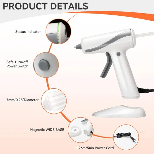 Miniatura 2 de Krightlink Kit de pistola de pegamento caliente con 30 barras de pegamento, precalentamiento rápido, boquilla de precisión de 20 W de alta