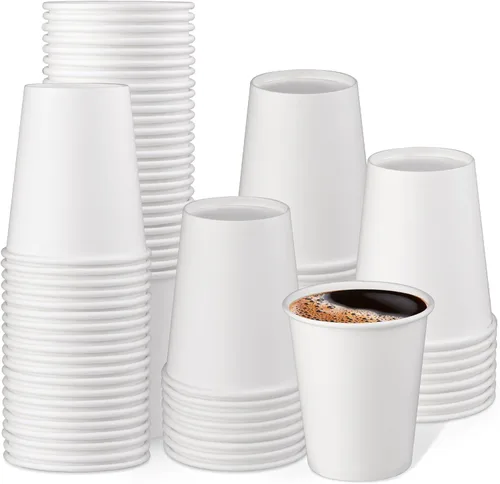 Miniatura 16 de Vasos de papel de 8 onzas, paquete de 25 unidades, vasos de café de papel desechables, para bebidas calientes o frías, para Halloween, fiestas, Negro