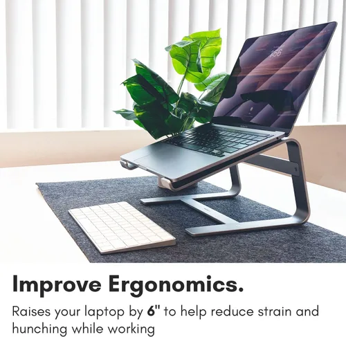 Miniatura 3 de Macally Soporte de aluminio para laptop para escritorio, funciona con todos los MacBook/Pro/Air y portátiles de entre 10 y 17.3 pulgadas, elegante