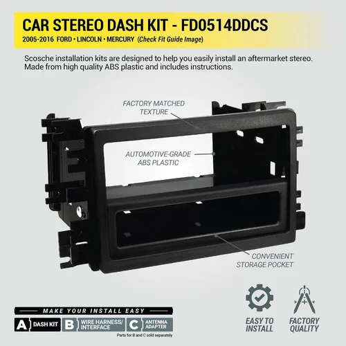 Miniatura 5 de Scosche FD0514DDCS - Kit de instalación de radio doble DIN para salpicadero compatible con vehículos Ford seleccionados, Lincoln o Mercury 2005-16