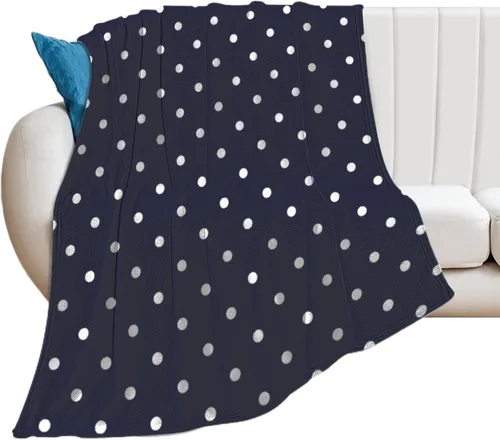 Miniatura 13 de Manta de felpa de lunares blanco aguamarina, suave y acogedora, manta de franela para todas las estaciones, para sofá, cama, 40 x 50 pulgadas