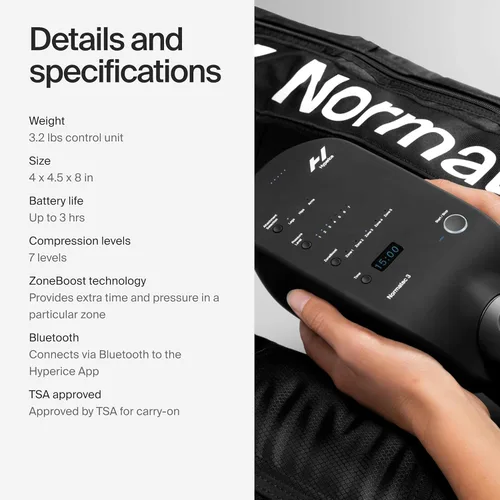Miniatura 6 de Hyperice Normatec 3 - Sistema de recuperación con tecnología patentada de masaje de compresión dinámica (Normatec 3 piernas de tamaño estándar)