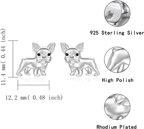 Miniatura 6 de Sterling Silver Dogs Stud Earrings Beagle Corgi Chihuahua Dachshund French Bulldog German Shepherd Poodle Mom Breed Puppy Jewelry for Daughter