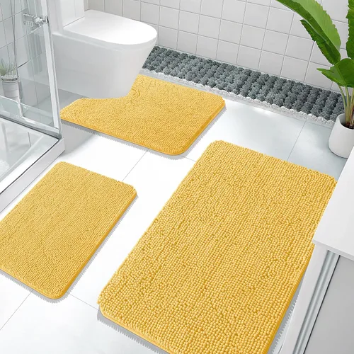 Miniatura 89 de OLANLY Juego de Alfombras de Baño de 3 Piezas, Tapetes de Baño de Chenilla Suave y Absorbente y Alfombra de Contorno en Forma de U para Inodoro