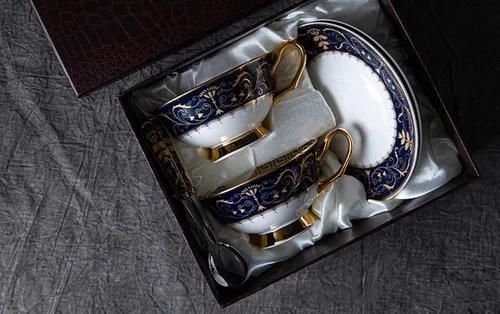 Miniatura 2 de TFE's - Juego de taza de té y platillo, 6 piezas de porcelana de hueso con diseño vintage, juego de taza de café y taza de espresso para cualquier