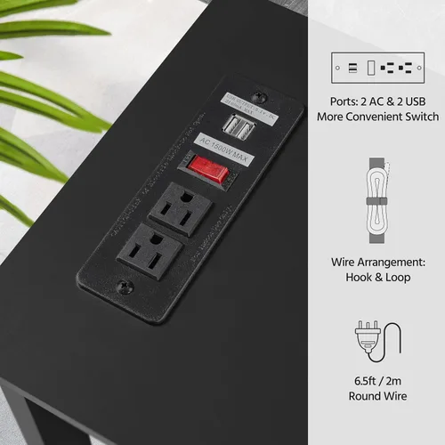Miniatura 5 de Yaheetech Mesa consola de 40 pulgadas con tomas de corriente y puertos USB, mesa de entrada de madera con estación de carga y estante