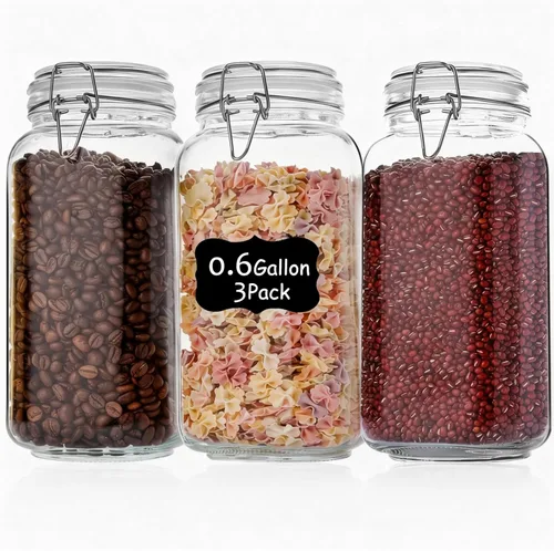 Miniatura 12 de Tarros de vidrio para almacenamiento de alimentos de 37 onzas, juego de 6, recipientes de almacenamiento de vidrio transparente para alimentos