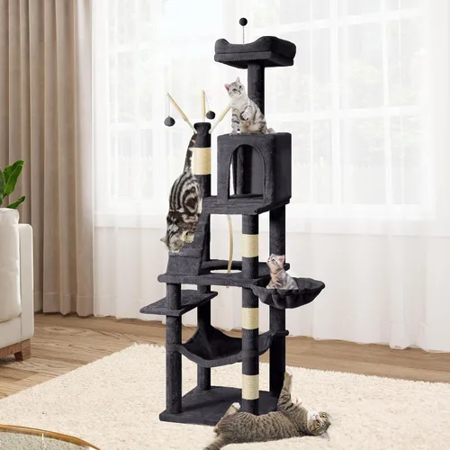 Miniatura 8 de YITAHOME Árbol para gatos de varios niveles de 44 pulgadas para gatitos de interior, muebles para gatos con postes para rascar, perca de felpa