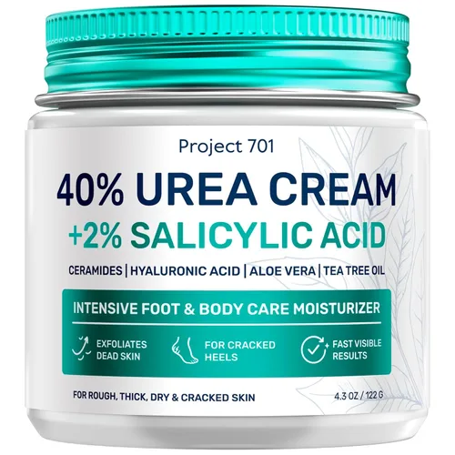 Crema de urea 40 por ciento para pies de máxima fuerza, crema de urea para pies y removedor de callos, crema exfoliante para talones con ácido
