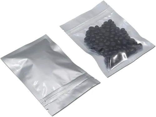 Miniatura 3 de FERENLI 100 unidades Bolsa de almacenamiento de alimentos Mylar con cierre de cremallera, bolsa de aluminio mate hermética con ventana frontal