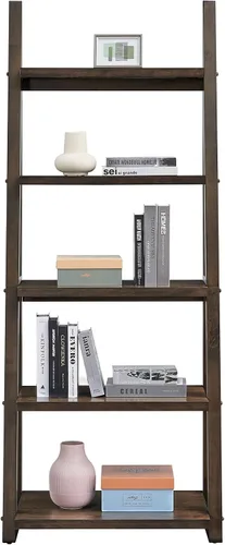 Miniatura 6 de KEVINSPACE Estantería de escalera de 4 niveles, estantería de escalera montada en la pared con 2 cajones, estantería moderna con marco de metal