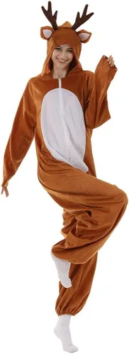 Miniatura 5 de ReneeCho Pijama de Navidad con reno para adultos, disfraz de ciervo para hombre y mujer