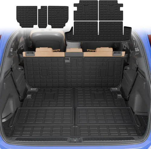 Tapete de carga compatible con Toyota 4 Runner 2010-2024 de 7 asientos, tapete de carga para maletero, protector de asiento trasero de TPE 2023,
