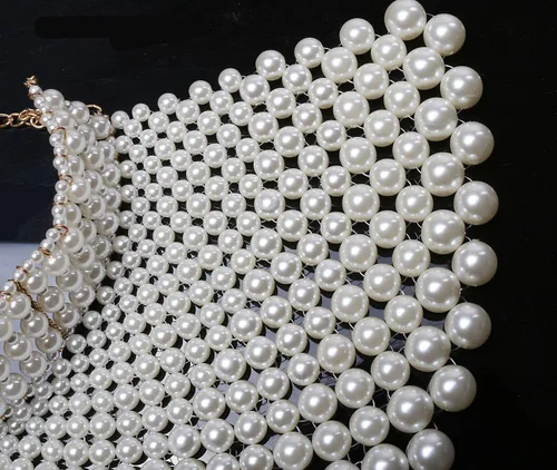 Miniatura 8 de Fine Fashion Collar de perlas egipcias hecho a mano con peto de cuentas para mujer, accesorios de gargantilla, Perla sintética
