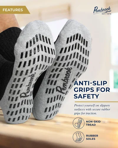 Miniatura 2 de Pembrook 4 pares de calcetines antideslizantes para hombres, mujeres, marido, papá, calcetines de agarre para hospital, yoga, pilates, barre