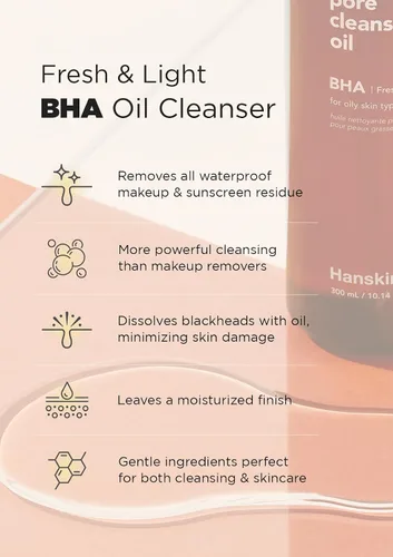 Miniatura 4 de Hanskin BHA - Aceite limpiador de poros, tamaño de prueba de muestra, juego de mini removedor de maquillaje de tamaño de viaje, limpiador suave