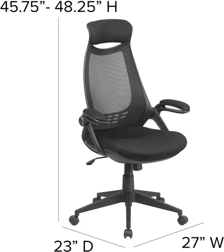 Miniatura 3 de Flash Furniture Ivan - Silla de oficina giratoria ejecutiva de malla negra con brazos abatibles