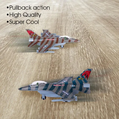 Miniatura 4 de ArtCreativity F-16 Fighter Jet Toy Set para niños – Paquete de 2 aviones de metal fundido a troquel F16 Fighting Falcon, jets militares de tracción