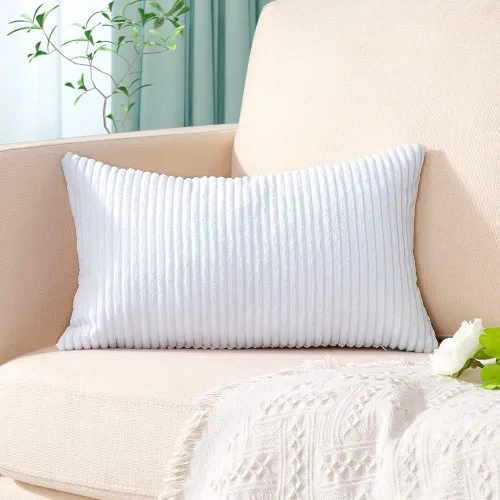 Miniatura 201 de Artscope Fundas de Almohada de Pana a Rayas Acogedoras Súper Suaves Decorativas Cuadradas Fundas de Cojín para Sofá Sillón Dormitorio Decoración