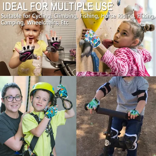 Miniatura 5 de Guantes de ciclismo para niños, para deportes al aire libre, bicicleta de montaña y carretera, barras, para niños y niñas de 2 a 10 años