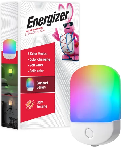 Energizer Luz nocturna, cambio de color, luz nocturna para dormitorio, baño, guardería, pasillo, cocina, base blanca, 81567 Cambio de color - base