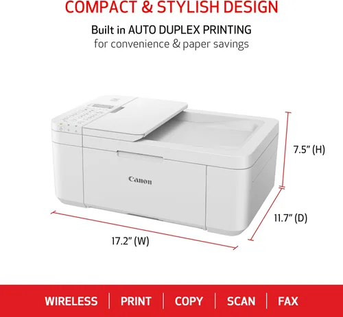 Miniatura 3 de Canon PIXMA TR4720 Impresora inalámbrica todo en uno para uso doméstico, con alimentador automático de documentos, impresión móvil y fax integrado
