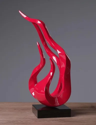 Miniatura 6 de Escultura abstracta decoración de arte moderno regalo estatua de llama sagrada para estantería, mesa, escritorio, oficina, rojo, 16.5 pulgadas