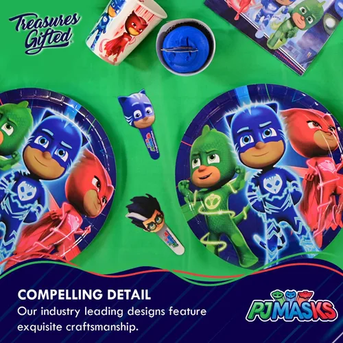 Miniatura 5 de Treasures Gifted Paquete de 2 banderines de cumpleaños con licencia oficial de PJ Masks - Cartel de PJ Masks - Suministros para fiesta de cumpleaños