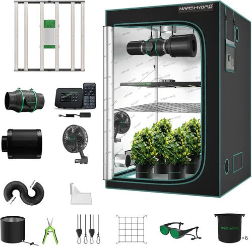 Miniatura 12 de MARS HYDRO Kit completo de tienda de cultivo de 2 x 2 con ventilador de 10 velocidades, luz LED TS600 de 100 W de espectro completo, 24 x 24 x 55