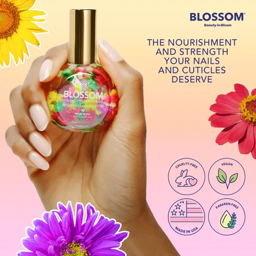 Miniatura 3 de Blossom Hidratante, hidratante, fortalecedor, aceite perfumado para cutículas, infundido con flores reales, fabricado en Estados Unidos, 1.84 fl oz