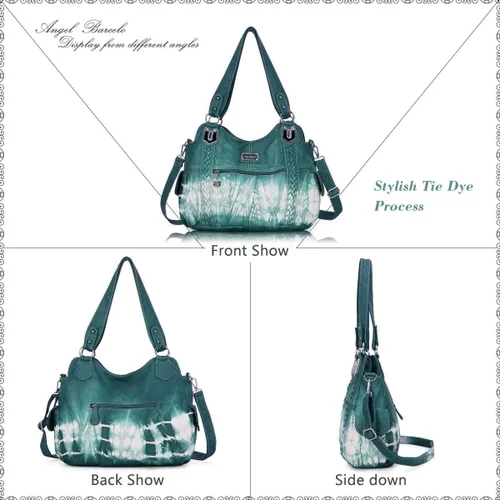 Miniatura 137 de Angel Barcelo - Bolsa de hombro amplia para mujer, diseño Hobo, cuero lavado