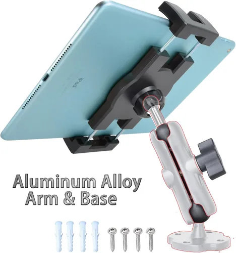 Miniatura 2 de VAUBORTTI Soporte de tablet para camión, brazo de aluminio, soporte para iPad de 6.5 a 12.9 pulgadas, iPad mini/Air/Pro, base de taladro resistente