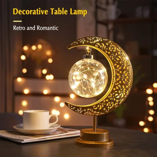 Miniatura 2 de GUOCHENG Lámpara lunar encantada en forma de luna, lámpara de mesa con forma de luna, luz LED de media luna mágica, decoración mágica de luna