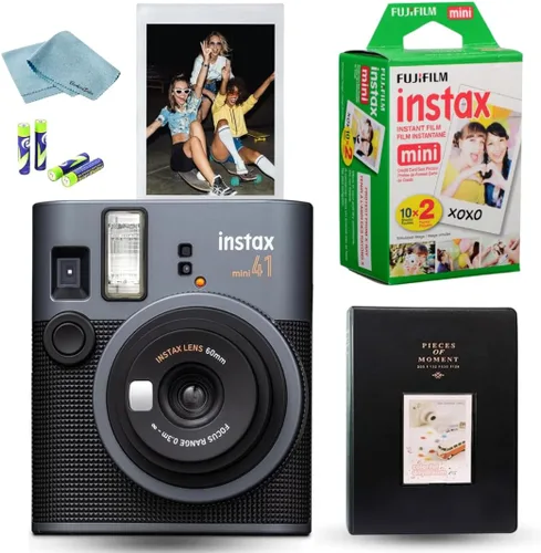 FUJIFILM Mini 41 Cámara de Película Instantánea en Paquete – Cámara de Fotos Instantáneas con Película Fujifilm Mini (20 Hojas), Álbum de Fotos,