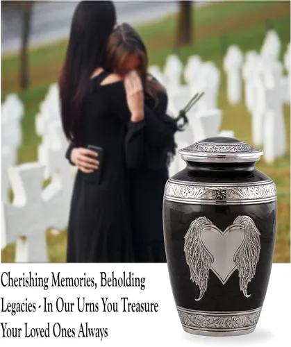 Miniatura 2 de Urna de alas de ángel, alas de ángel amorosas y urna de cremación de corazón, urnas para adultos bellamente hechas a mano para hombres y mujeres