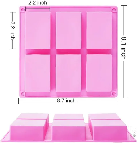 Miniatura 2 de TDHDIKE Paquete de 3 moldes de silicona para jabón (azul y rosa y verde), 6 cavidades de silicona para hornear, fabricación de jabón hecho a mano