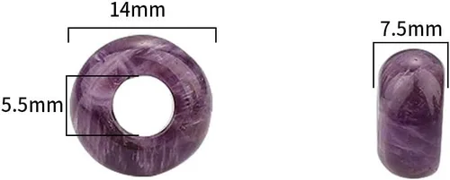 Miniatura 2 de BEADIA Cuentas Naturales de Amatista de Cristal Rondelle con Orificio Grande (5.5mm) Cuentas Semipreciosas Sueltas para Hacer Joyas 14mmx7.5mm 12