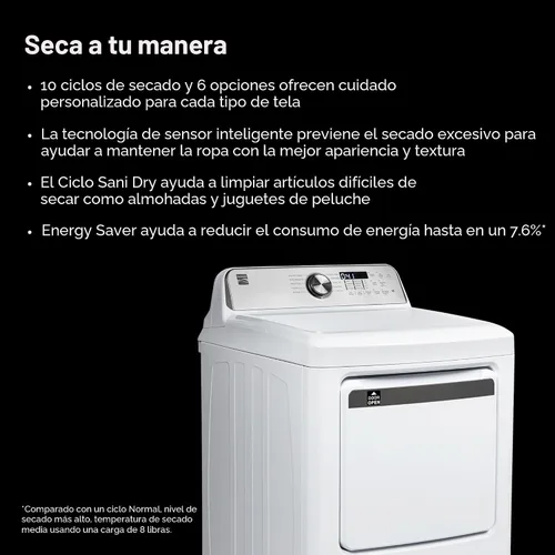 Miniatura 3 de Secadora eléctrica de carga frontal Kenmore de 7.0 pies cúbicos - con protector para reducir arrugas y estática - Secado con sensor inteligente