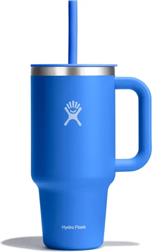 Miniatura 55 de Hydro Flask Vaso de Viaje con Asa, Tapa y Pajita - Acero Inoxidable Aislado en 24 Oz Aloe