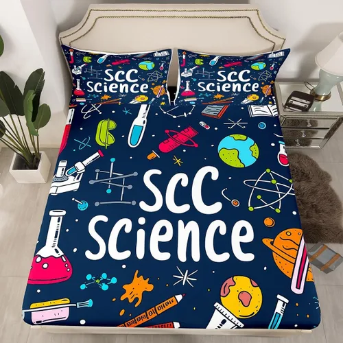 Miniatura 35 de Juego de ropa de cama ajustable con fórmula informática para niños y niños, diseño de geometría de acuarela, números, fórmula matemática, juego