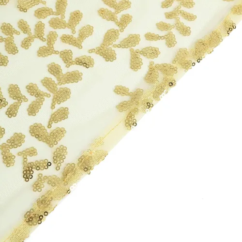 Miniatura 9 de Efavormart - Camino de mesa con lentejuelas bordadas de hojas doradas de 12 x 108 pulgadas Dorado