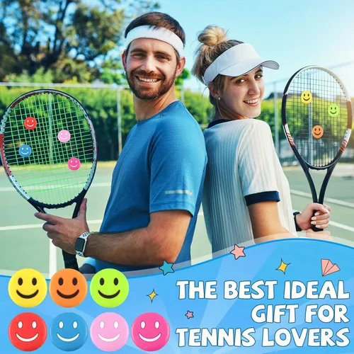 Miniatura 4 de Jexine 35 piezas de raqueta de silicona para amortiguador de vibraciones de tenis, raqueta de suministros de tenis para regalo (sonrisa)