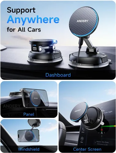 Miniatura 3 de ANDERY Solo para iPhone Magsafe cargador de montaje de automóvil