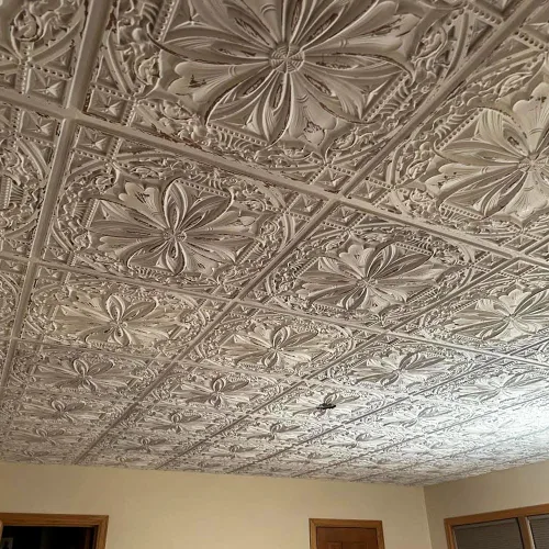 Miniatura 7 de from Plain to Beautiful in Hours DCT10at-24x24 Milan - Azulejo de techo de PVC de 2' x 2' para pegar o colocar (Caja / 4 pies cuadrados), Taupe