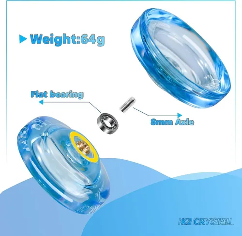 Miniatura 3 de MAGICYOYO Paquete de 2 Yoyos Responsivos para Niños Principiantes, Yoyos K2 de Cristal con 2 Guantes de Yoyo, 2 Bolsas de Yoyo, 12 Cuerdas de Yoyo