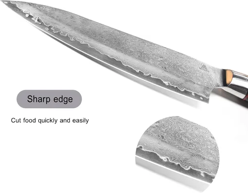 Miniatura 4 de Miyake Cuchillo de chef japonés Gyuto de 7.5 pulgadas, cuchillo de cocina afilado de acero inoxidable 9Cr18MoV con mango G10 y madera de Pakkawood