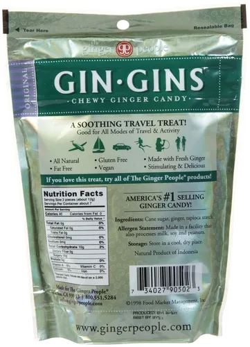 Miniatura 2 de The Ginger People Original Gin Gins - Caramelos masticables de jengibre, 3 onzas, paquete de 2