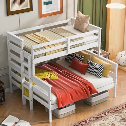 Miniatura 8 de Litera triple con escalera y cabecero, se puede dividir en 3 camas individuales, color negro